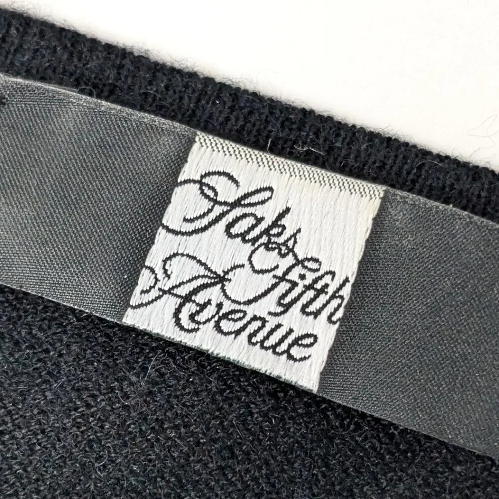 Cashmere Silk Sweater Womens Small Black with Bows Rosette Saks Fifth Ave - Picture 10 of 16